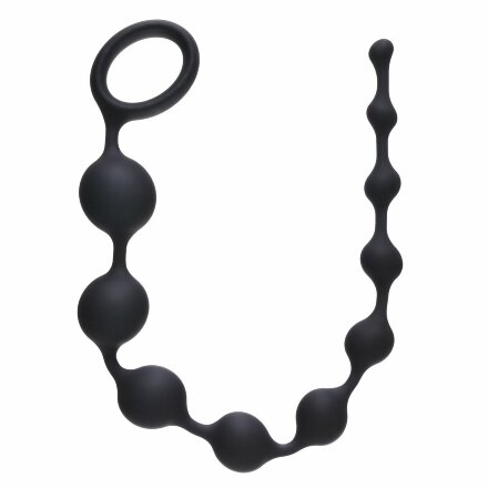 Чёрная анальная цепочка Long Pleasure Chain - 35 см. 