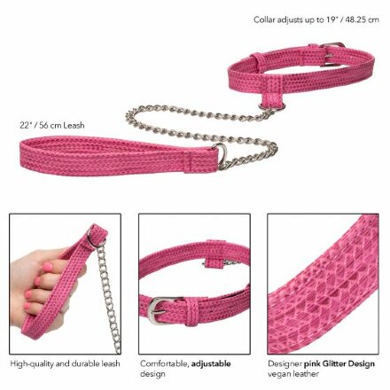 Розовый ошейник с поводком Tickle Me Pink Collar With Leash 