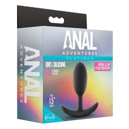 Черная анальная пробка Silicone Vibra Slim Plug Medium - 10,2 см. 
