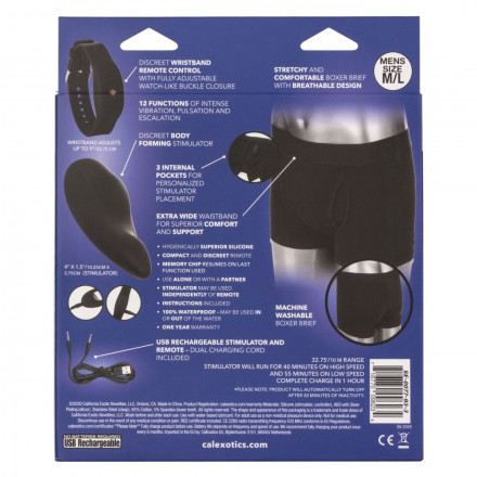 Черные трусы-боксеры с вибромассажером Remote Control Panty Set M/L 