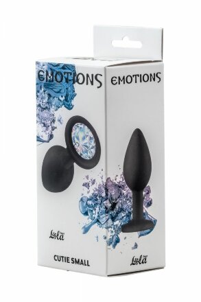 Чёрная анальная пробка Emotions Cutie Small с прозрачным кристаллом - 7,5 см. 