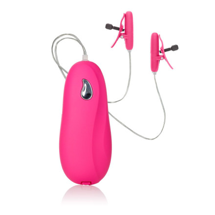 Розовые зажимы на соски с нагревательным эффектом с вибрацией Heated Nipple Teasers  