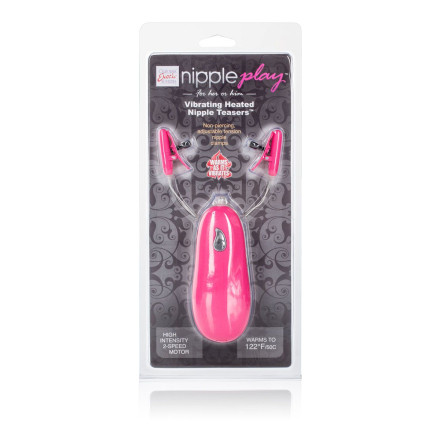 Розовые зажимы на соски с нагревательным эффектом с вибрацией Heated Nipple Teasers  