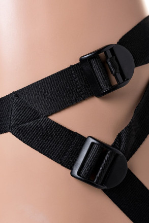 Телесный страпон Harness LESBI с вагинальной пробкой  