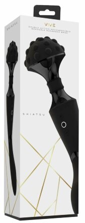 Черный двухсторонний вибромассажер Shiatsu - 27 см. 