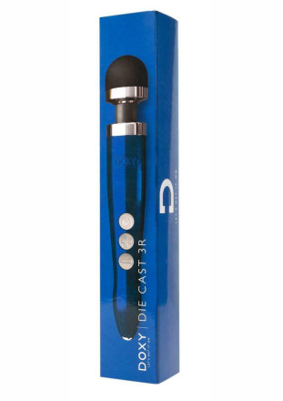 Синий беспроводной вибратор Doxy Die Cast 3R Rechargeable Wand - 28 см. 
