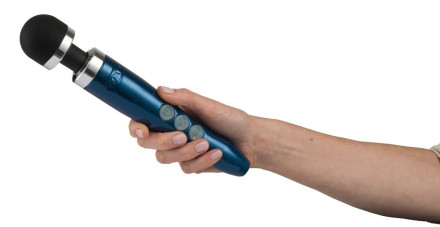 Синий беспроводной вибратор Doxy Die Cast 3R Rechargeable Wand - 28 см. 