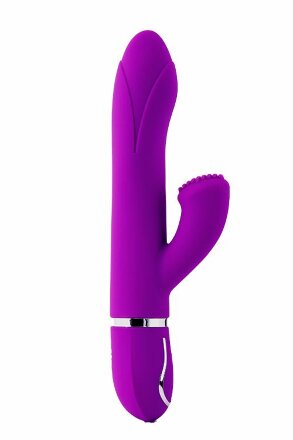 Фиолетовый вибратор-кролик TENDER TULIP с пупырышками - 22 см. 