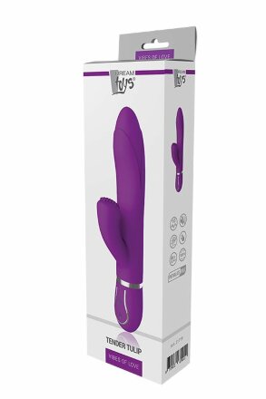 Фиолетовый вибратор-кролик TENDER TULIP с пупырышками - 22 см. 