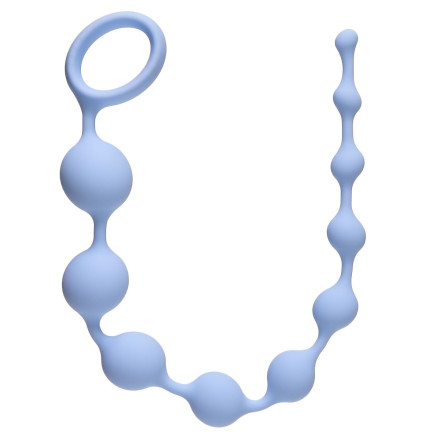 Голубая анальная цепочка Long Pleasure Chain - 35 см. 