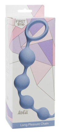 Голубая анальная цепочка Long Pleasure Chain - 35 см. 