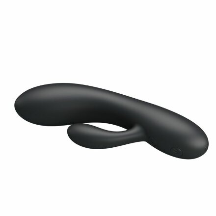 Черный вибратор с клиторальным отростком Matt - 16,9 см. 
