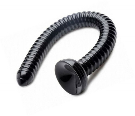 Черный анальный стимулятор-гигант Hosed Ribbed Anal Snake Dildo - 50,8 см. 