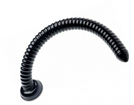 Черный анальный стимулятор-гигант Hosed Ribbed Anal Snake Dildo - 50,8 см. 