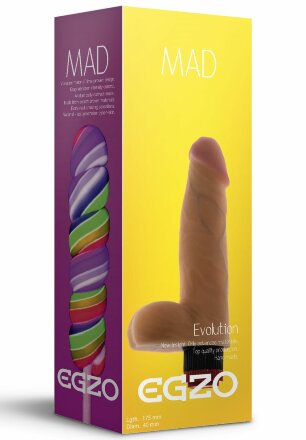 Телесный реалистичный мультискоростной вибратор Mad Lollipop - 17,5 см. 