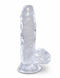 Прозрачный фаллоимитатор King Cock Clear 5&quot; Cock with Balls - 15,2 см.