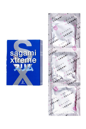 Розовые презервативы Sagami Xtreme FEEL FIT 3D - 3 шт. 