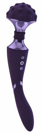 Фиолетовый двухсторонний вибромассажер Shiatsu - 27 см. 