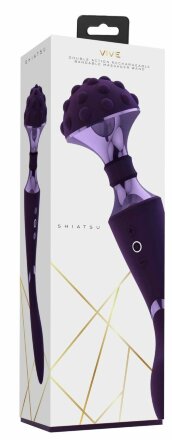 Фиолетовый двухсторонний вибромассажер Shiatsu - 27 см. 