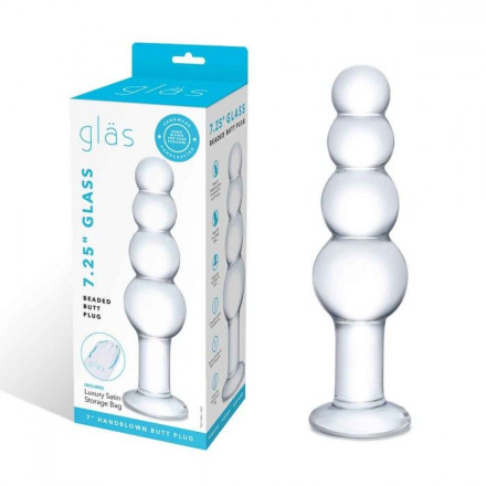 Прозрачная анальная пирамида 7,25  Beaded Butt Plug - 17 см. 