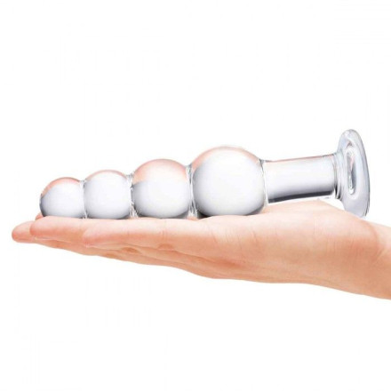 Прозрачная анальная пирамида 7,25  Beaded Butt Plug - 17 см. 
