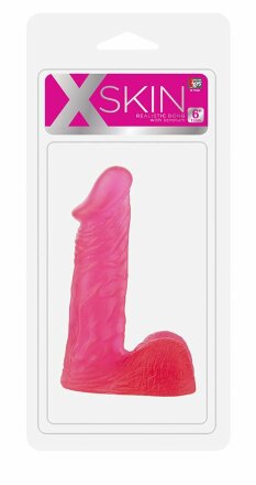 Розовый гелевый фаллоимитатор XSKIN 6 PVC DONG - 15 см. 