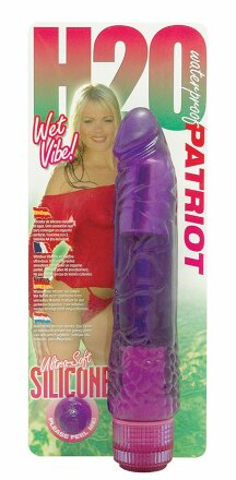 Водонепроницаемый фиолетовый вибромассажер H2O PATRIOT WATERPROOF VIBRATOR - 19 см. 