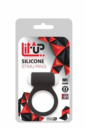 Чёрное эрекционное виброкольцо LIT-UP SILICONE STIMU RING 3 BLACK 