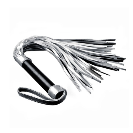 Серебристая плетка Struggle My Flogger с черной ручкой - 45 см. 