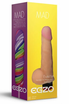 Телесный реалистичный мультискоростной вибратор Mad Lollipop - 17,6 см. 