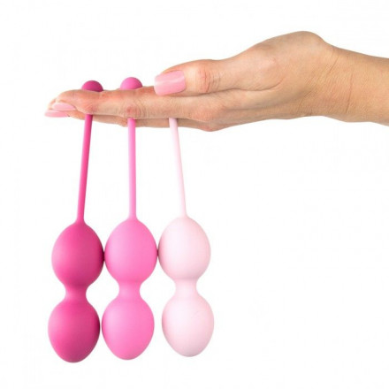 Набор из 3 розовых вагинальных шариков FemmeFit Advanced Pelvic Muscle Training Set 