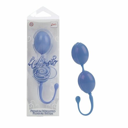Голубые каплевидные вагинальные шарики L&#039;amour Premium Weighted Pleasure System 