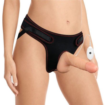 Женский страпон с вибрацией Vibrating Easy Strapon Set 7.0 - 18 см. 