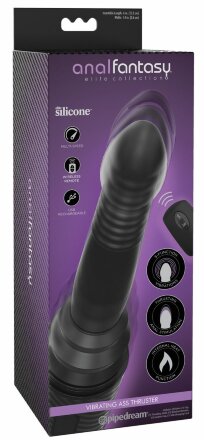 Черный вибромассажер с функцией поступательных движений Ass Thruster 