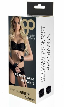 Чёрные полиуретановые наручники с карабином Beginners Wrist Restraints 