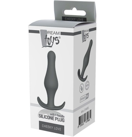 Серая анальная втулка Plug With T-handle - 10,3 см. 