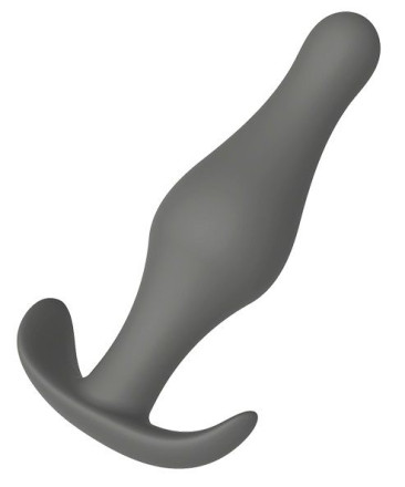 Серая анальная втулка Plug With T-handle - 10,3 см. 
