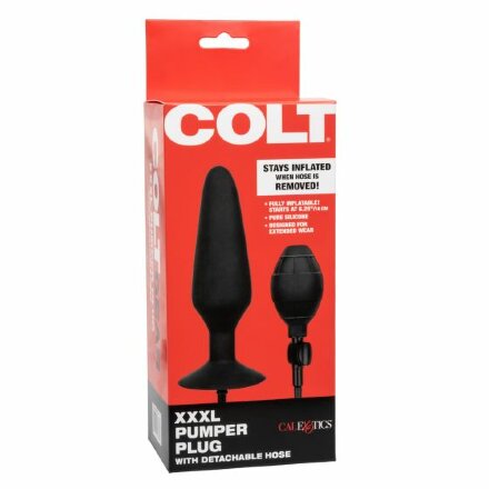 Черная анальная пробка с расширением COLT XXXL Pumper Plug with Detachable Hose - 16 см. 