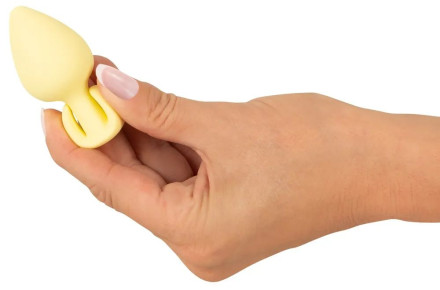 Жёлтая анальная втулка Mini Butt Plug - 6 см. 