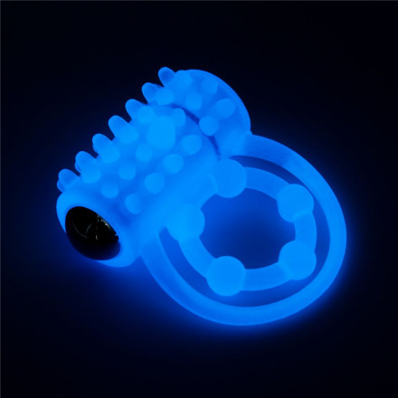 Голубое, светящееся в темноте виброкольцо Lumino Play Vibrating Penis Ring 