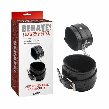 Черные оковы на ноги Obey Me Leather Ankle Cuffs 
