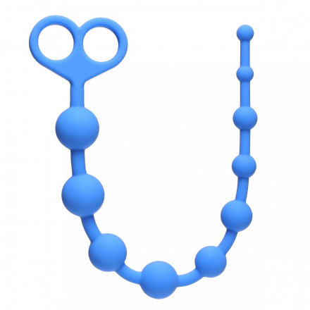 Голубая анальная цепочка Orgasm Beads - 33,5 см. 