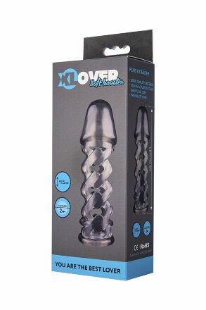 Дымчатая закрытая насадка на пенис ToyFa XLover - 11,5 см. 