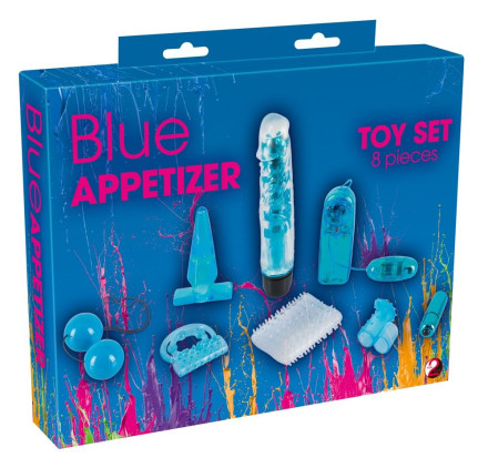 Голубой вибронабор из 8 предметов Blue Appetizer 
