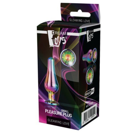 Радужная анальная пробка с кристаллом Coloured Pleasure Plug S - 9 см. 