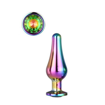 Радужная анальная пробка с кристаллом Coloured Pleasure Plug S - 9 см. 