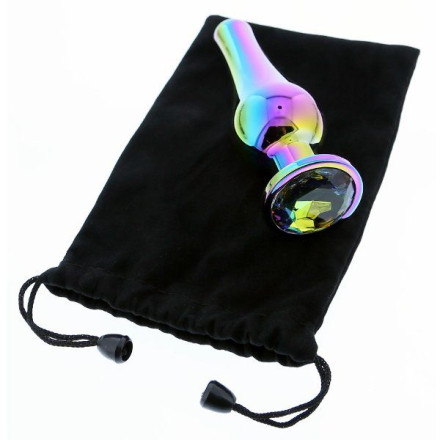 Радужная анальная пробка с кристаллом Coloured Pleasure Plug S - 9 см. 