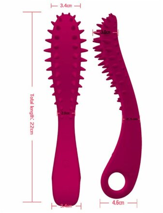 Малиновый вибратор Temptation Wand с шипиками - 22 см. 