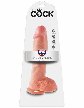 Большой фаллоимитатор с мошонкой 10&quot; Cock with Balls на присоске - 25,4 см. 