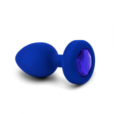 Синяя вибропробка Vibrating Jewel Plug L/XL - 11 см. 